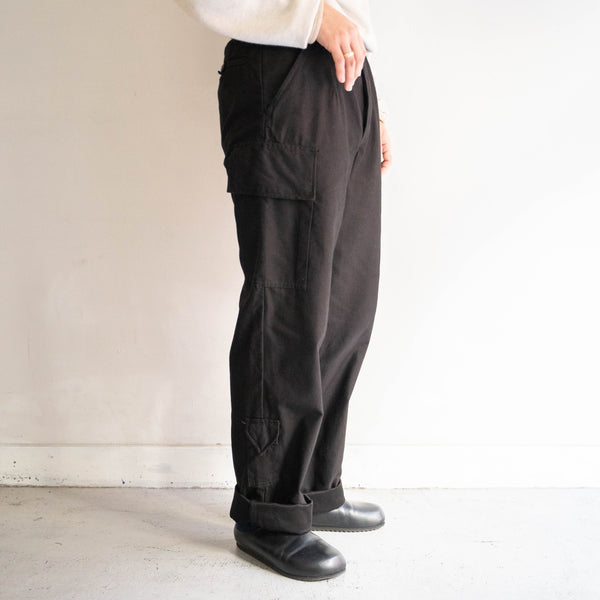 1970-90s Dutch military knife pocket cargo pants -black dyed- 'dead stock'