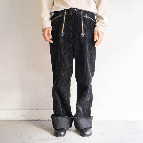 1980-90s Germany black color corduroy logger flare pants