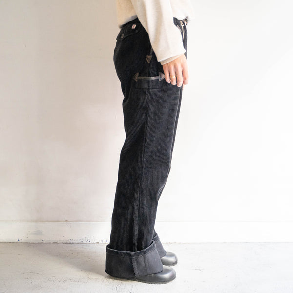 1980-90s Germany black color corduroy logger flare pants