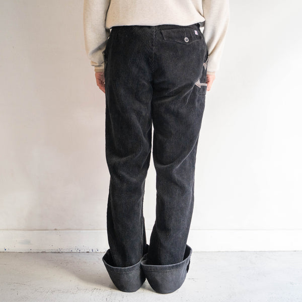 1980-90s Germany black color corduroy logger flare pants