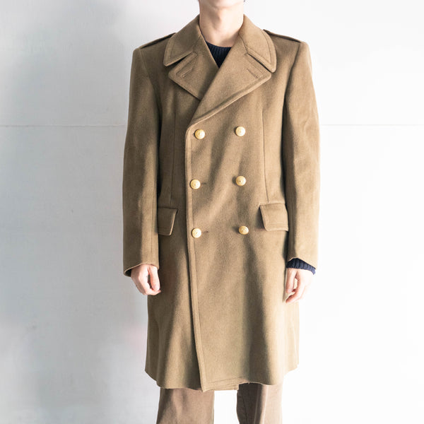 1970-80s Italian military brown color wool coat -with gold buttons- 'dead stock'