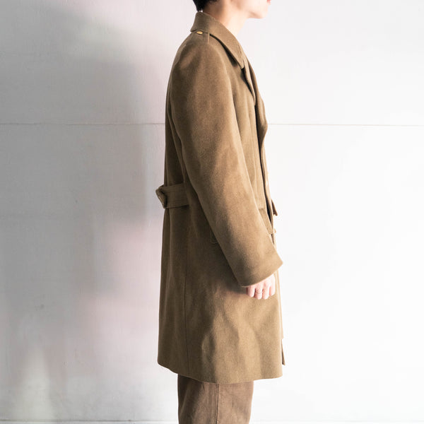 1970-80s Italian military brown color wool coat -with gold buttons- 'dead stock'