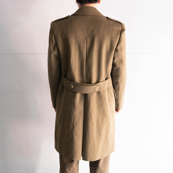 1970-80s Italian military brown color wool coat -with gold buttons- 'dead stock'