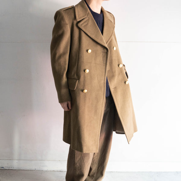 1970-80s Italian military brown color wool coat -with gold buttons- 'dead stock'