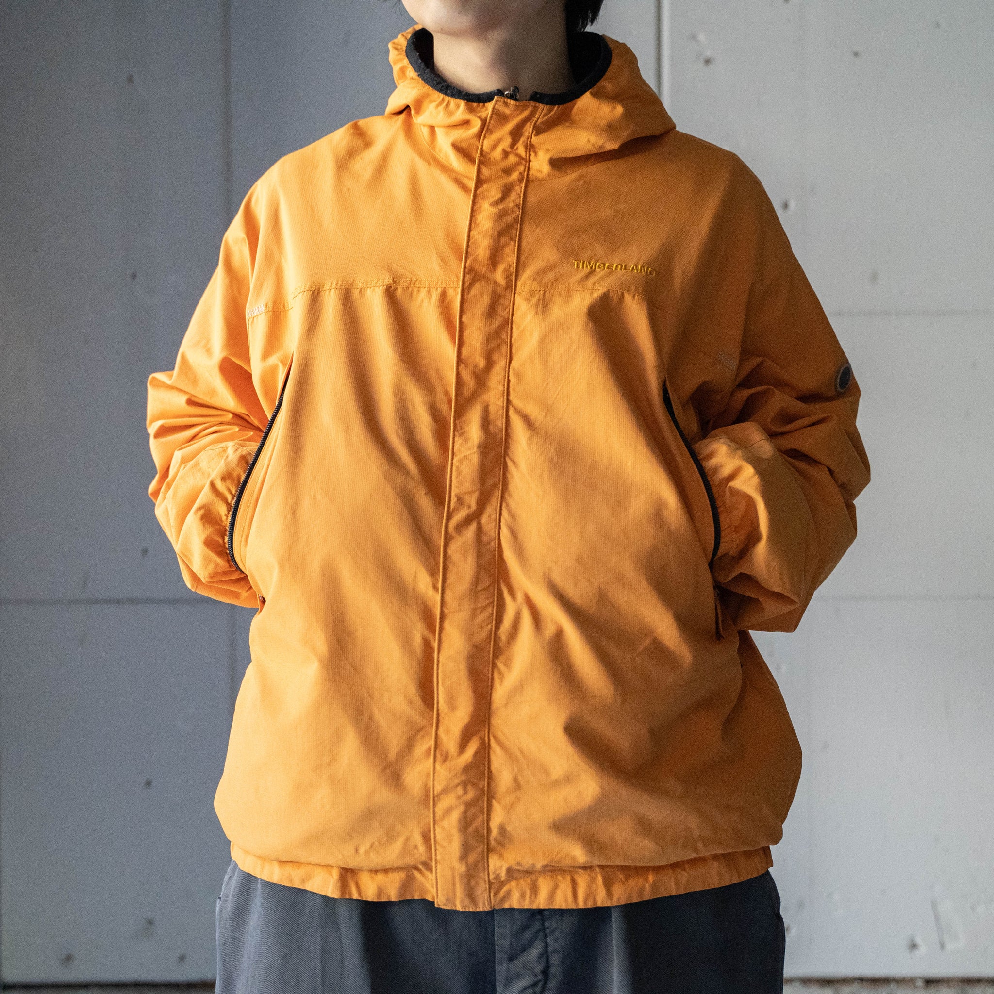 1990s 'Timberlannd' orange color nylon zip up jacket