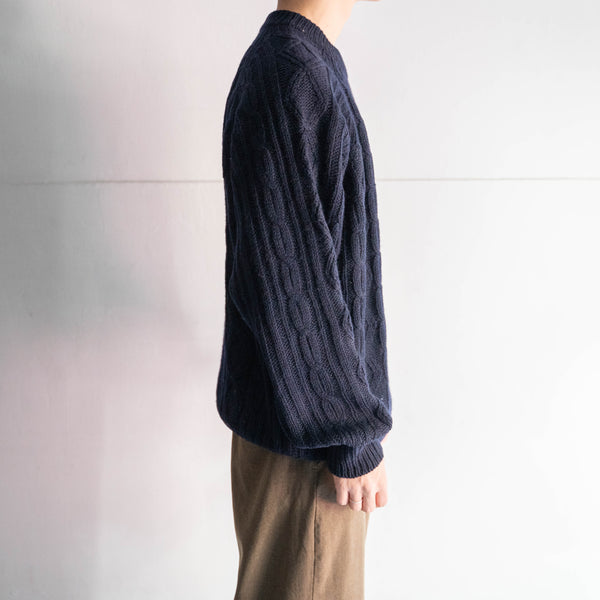 1990s dark navy color fisherman knit