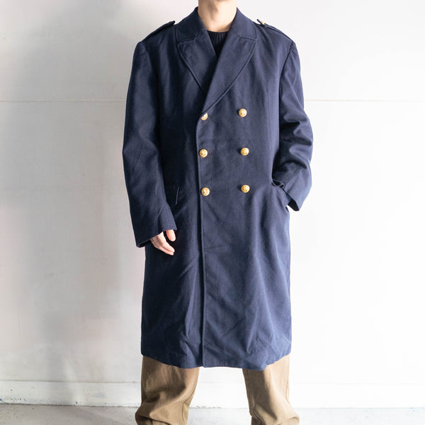 1970-80s French military dark navy wool coat -with gold buttons- 'mint condition'