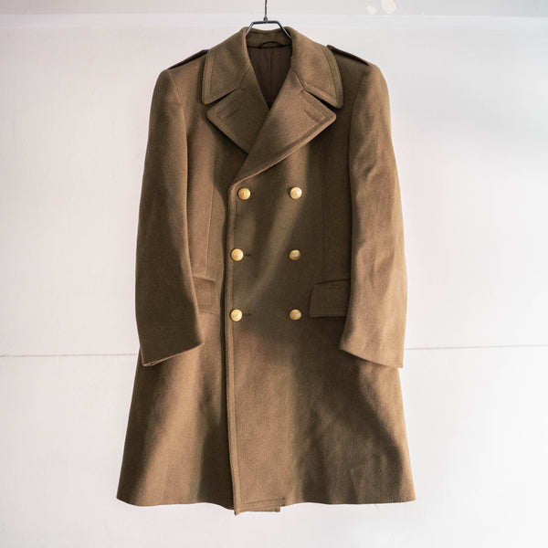 1970-80s Italian military brown color wool coat -with gold buttons- 'dead stock'