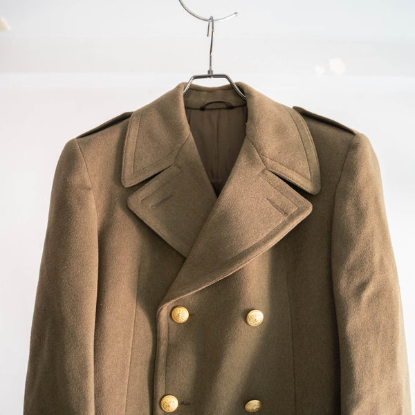 1970-80s Italian military brown color wool coat -with gold buttons- 'dead stock'