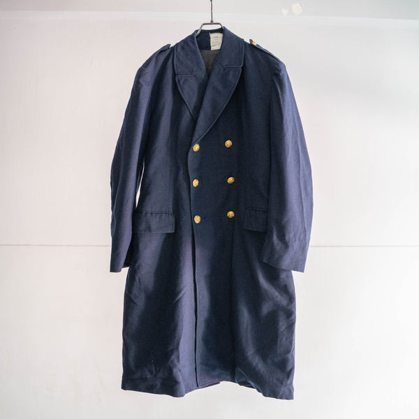 1970-80s French military dark navy wool coat -with gold buttons- 'mint condition'