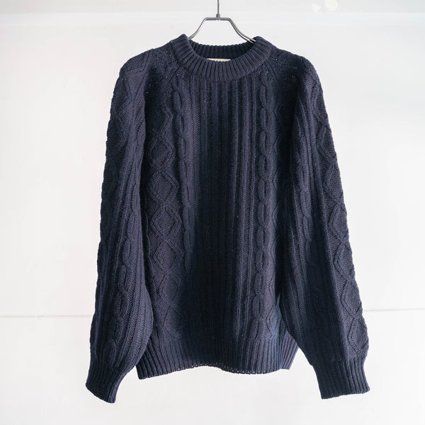 1990s dark navy color fisherman knit