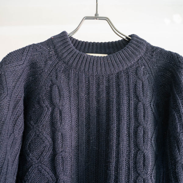 1990s dark navy color fisherman knit