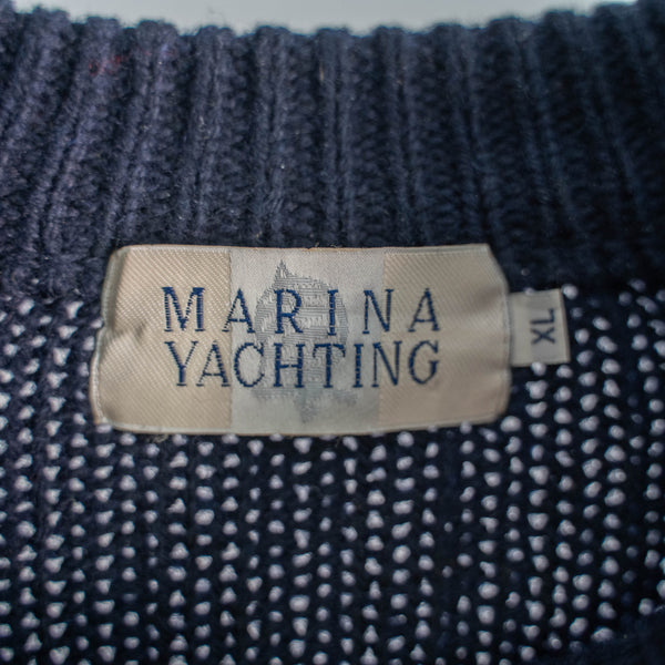 1990s dark navy color fisherman knit