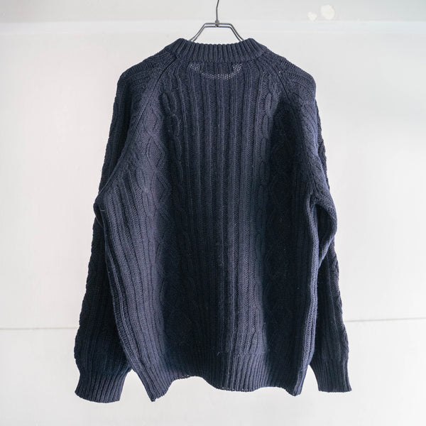 1990s dark navy color fisherman knit