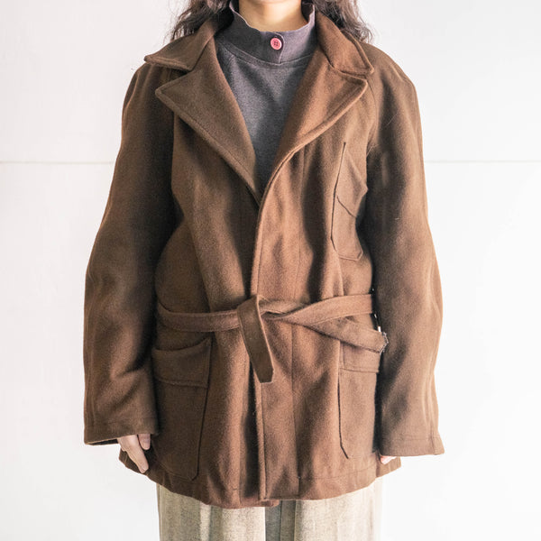 1960s Italian military brown color wool gown coat 'dead stock'-remake-