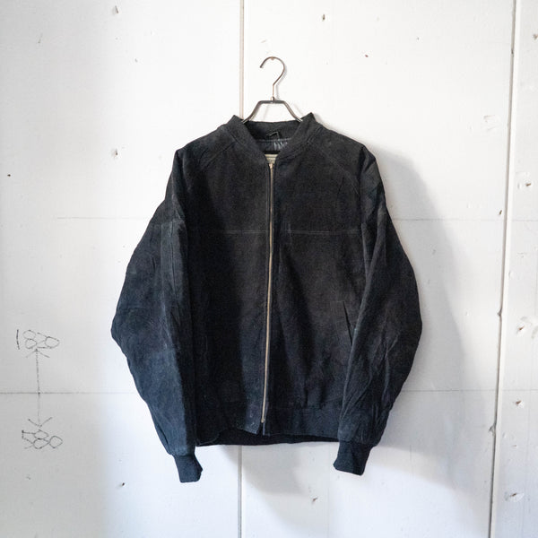 1980-90s black color pig skin leather blouson jacket