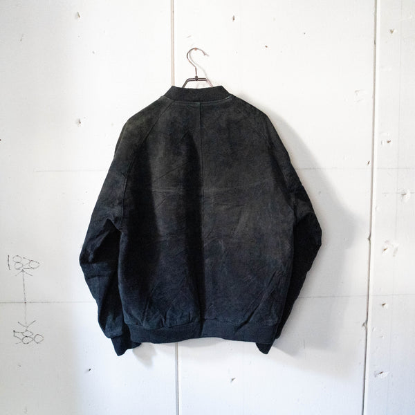 1980-90s black color pig skin leather blouson jacket