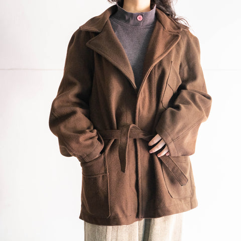 1960s Italian military brown color wool gown coat 'dead stock'-remake-