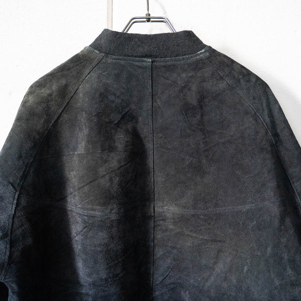 1980-90s black color pig skin leather blouson jacket