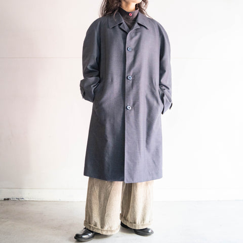 1980-90s Japan vintage blue gray color checked coat