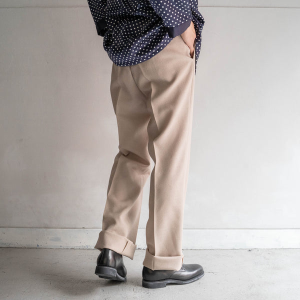 around 1980s japan vintage pink beige straight slacks -unusual fabric-