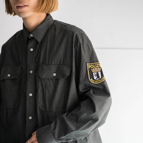 around 1990s Germany police work shirt 'dead stock' -black dyed-