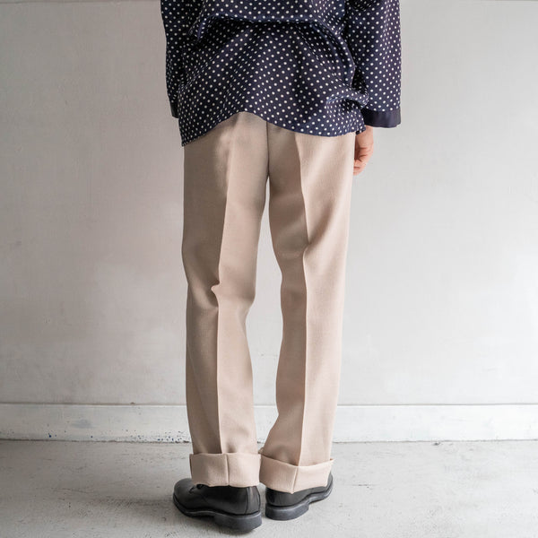 around 1980s japan vintage pink beige straight slacks -unusual fabric-