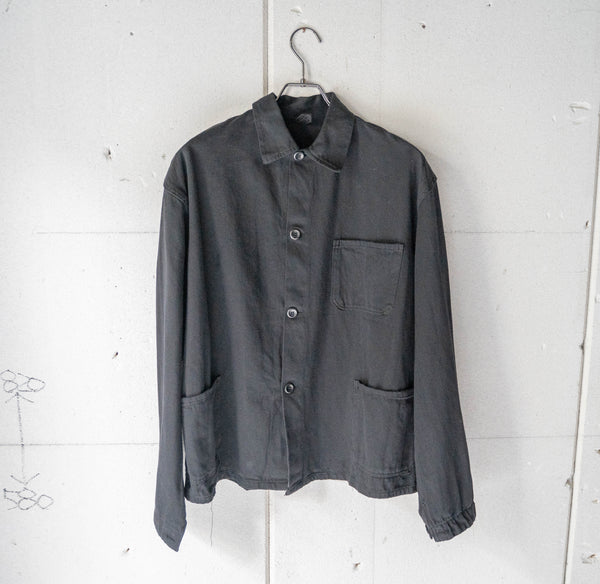 1970-80s France cotton twill work jacket 'black dyed'