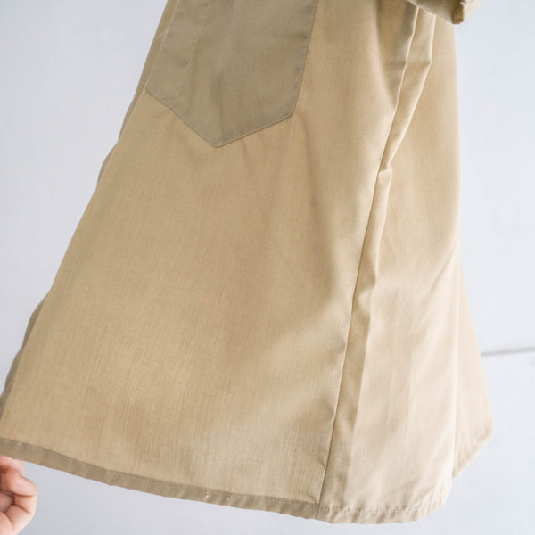 1970s USA beige color cotton × poly short sleeve shirt -remake-