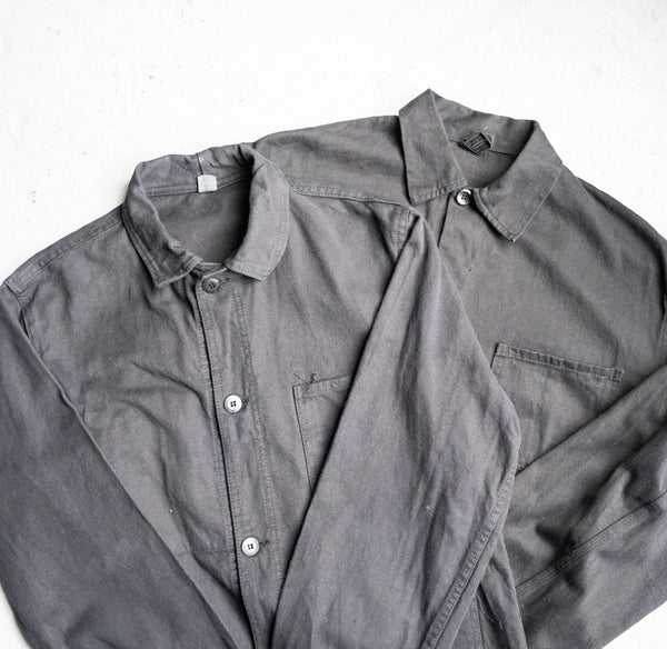 1970-80s France cotton twill work jacket 'black dyed'