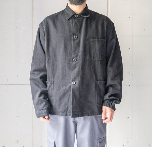 1970-80s France cotton twill work jacket 'black dyed'