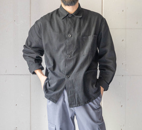 1970-80s France cotton twill work jacket 'black dyed'