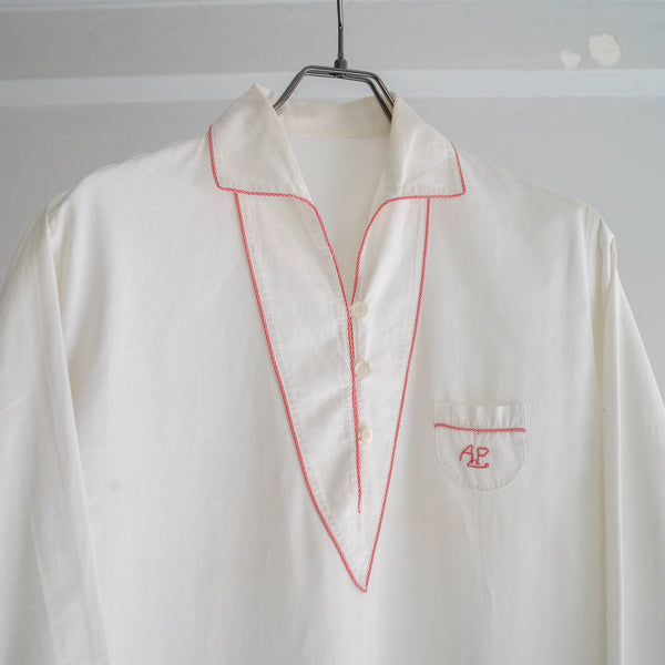 1930-40s France white color night shirt "mint condition"