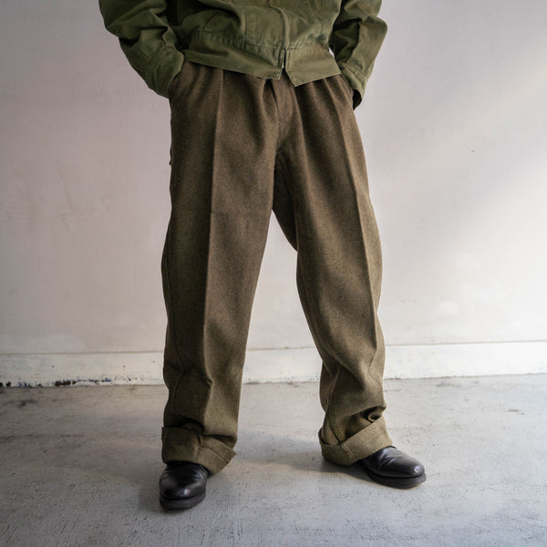 1960-70s Italian military khaki wool straight pants ‘dead stock’