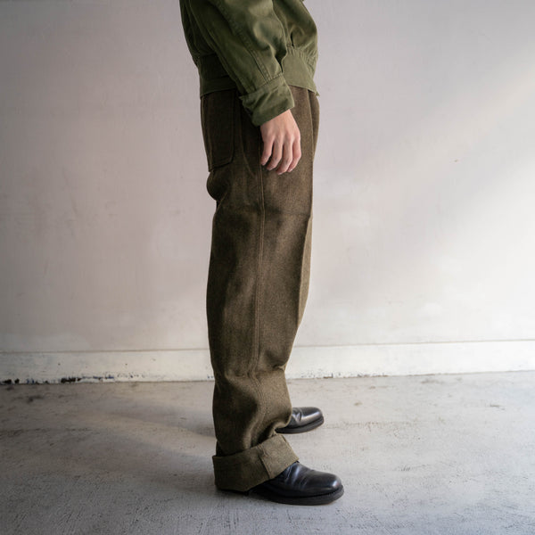 1960-70s Italian military khaki wool straight pants ‘dead stock’