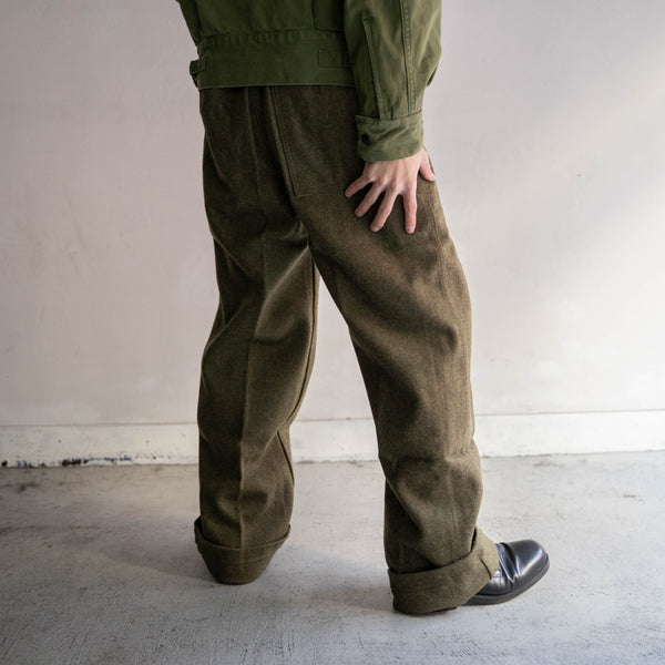 1960-70s Italian military khaki wool straight pants ‘dead stock’