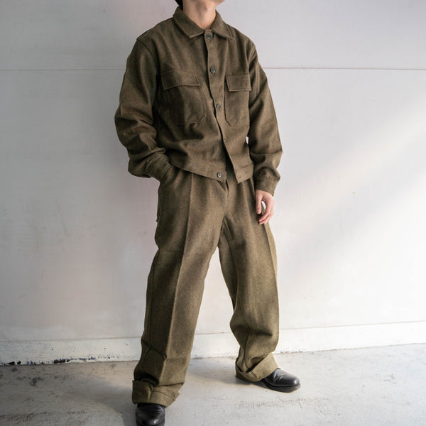 1960-70s Italian military khaki wool straight pants ‘dead stock’