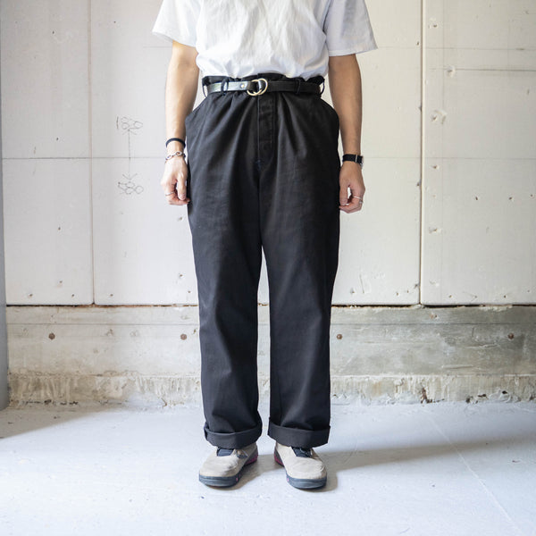 around 1980s Germany cotton twill work pants 'black dyed' -dead stock-