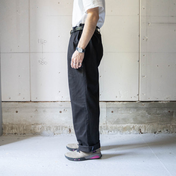 around 1980s Germany cotton twill work pants 'black dyed' -dead stock-