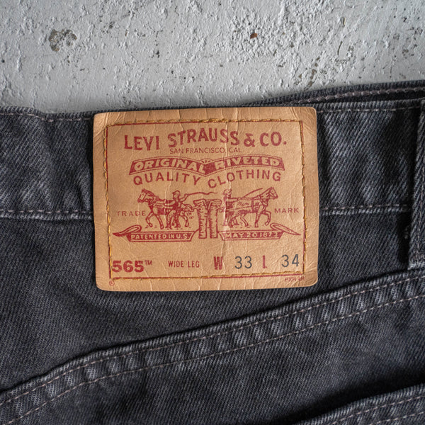 1990s "Levi's" 565 black denim pants -Made in USA-