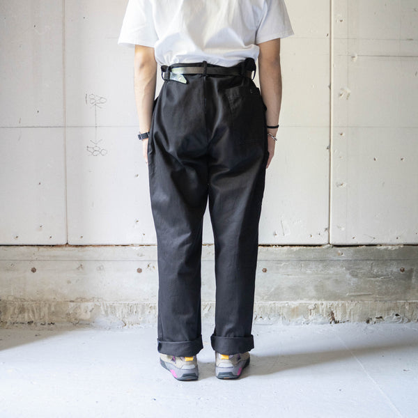 around 1980s Germany cotton twill work pants 'black dyed' -dead stock-