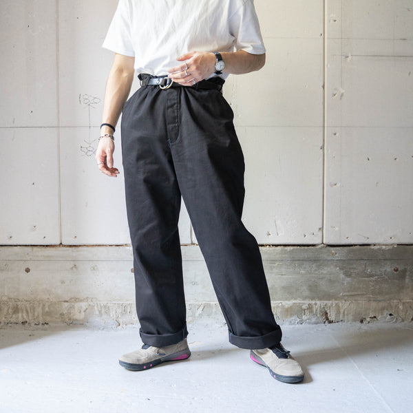 around 1980s Germany cotton twill work pants 'black dyed' -dead stock-