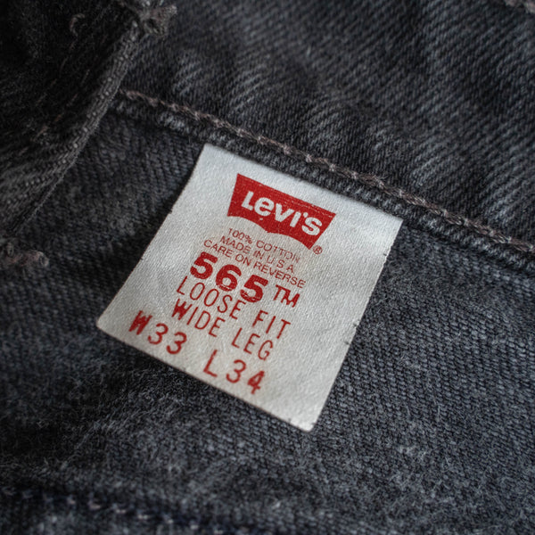 1990s "Levi's" 565 black denim pants -Made in USA-