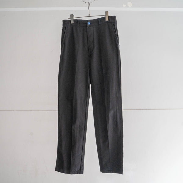 1980s France cotton twill work pants "dead stock" -black dyed- 'blue button & stitch'