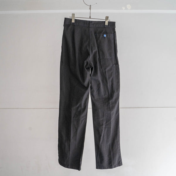 1980s France cotton twill work pants "dead stock" -black dyed- 'blue button & stitch'
