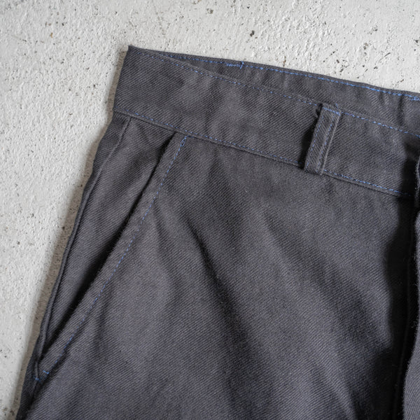 1980s France cotton twill work pants "dead stock" -black dyed- 'blue button & stitch'