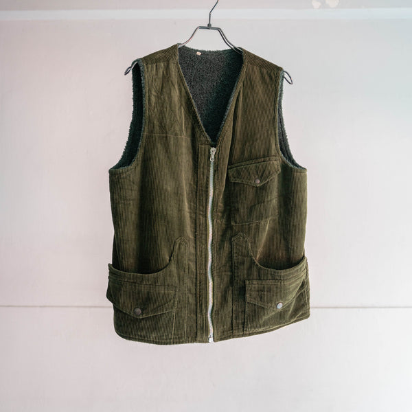 1980s Europe olive hunting vest -boa lining-