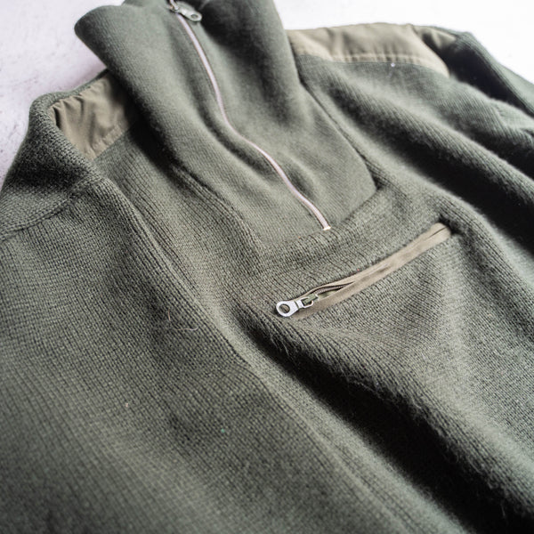 1990s Europe deep green pull over knit -military sampling-