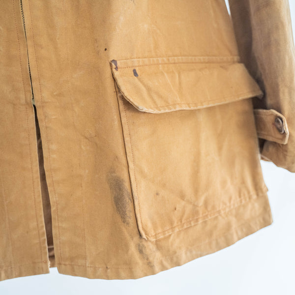 1950-60s France brown canvas zip up hunting jacket