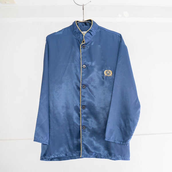 around 1990s Europe navy color stand collar pajama shirt